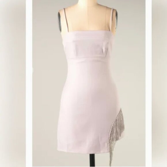 Le Lis Lavender Mini Dress w/ Rhinestone Tie Detail - Picture 1 of 2